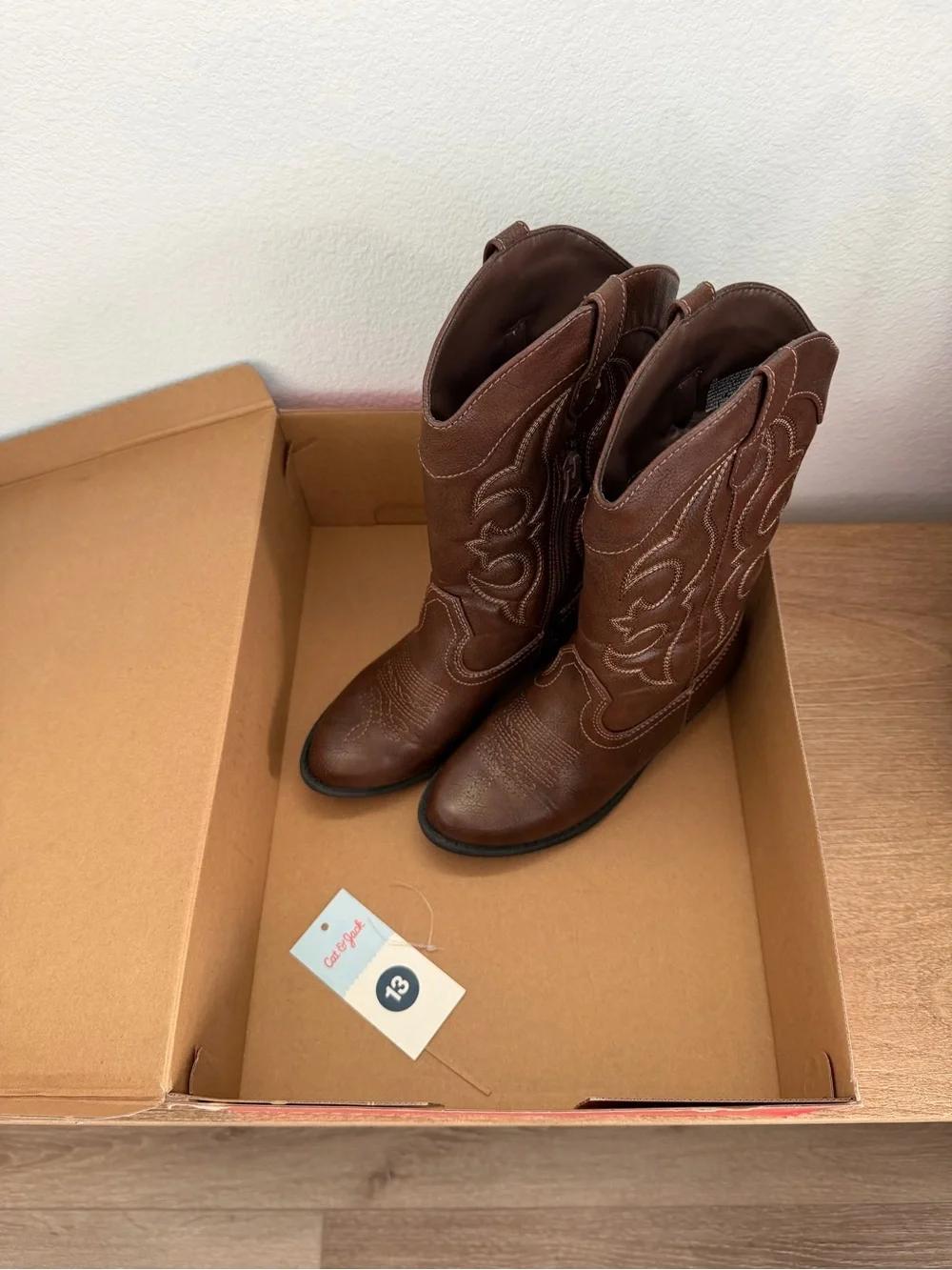Cat & Jack Brown Embroidered Girls' Western Boots
